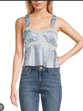 Evolutionary NWT Bow Satin Tank Top in Light Blue SIZE M